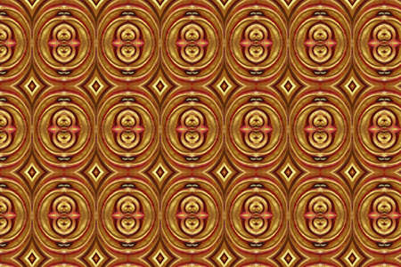 Cement gold Crafts wall in the temple close from thailandの写真素材