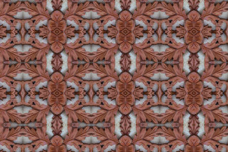 Carved wood wall close