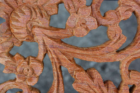 Carved wood wall closeの写真素材