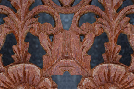 Carved wood wall closeの写真素材