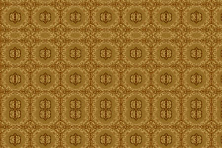 Cement gold Crafts wall in the temple close from thailandの写真素材