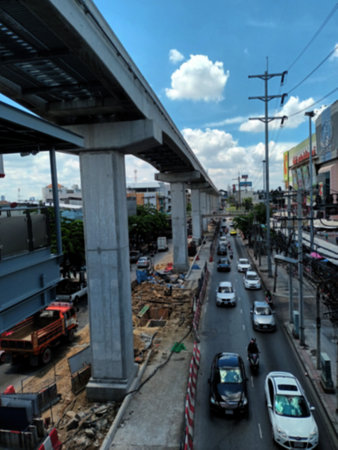 Traffic on the road in Bangkok.の写真素材