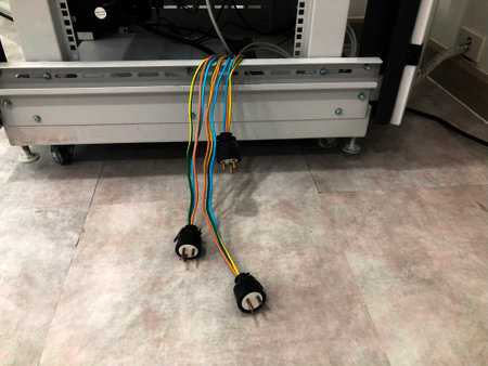 Electrical cables connected to the power supply system. Electrical equipment.の写真素材