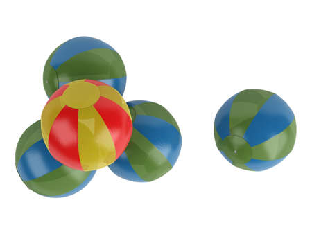 Rendered 3d isolated beach balls on white background