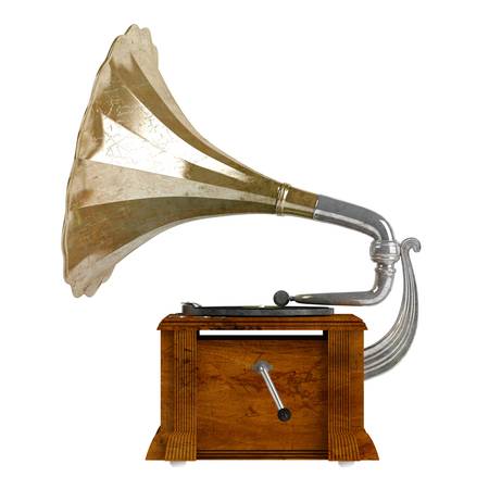 Gramophone or phonograph isolated on white backgroundの写真素材