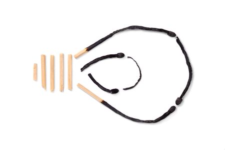 Symbolic compound with matches model of lamp isolated over white backgroundの写真素材