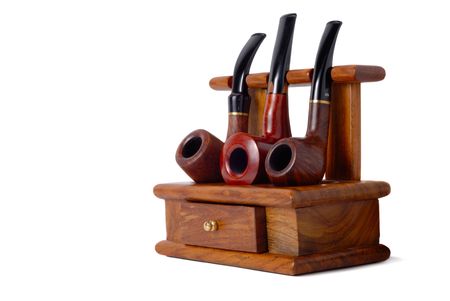 Stand with pipes isolated over white backgroundの写真素材