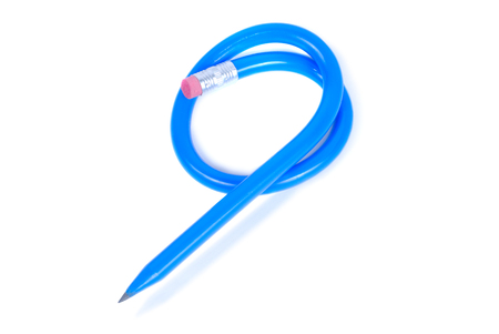 Blue flexible pencil isolated over white backgroundの写真素材