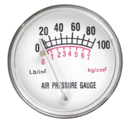 Close-up manometer isolated with clipping path on white backgroundの写真素材