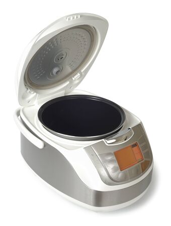 New electric multi cooker isolated with clpiing path on white backgroundの写真素材