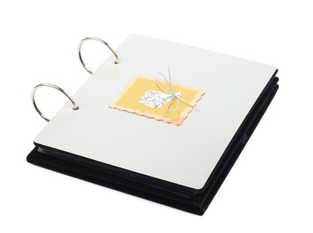 Metallic photo album isolated over white background with clipping pathの写真素材