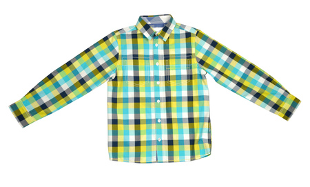 Checked colored shirt for boy isolated with clipping pathの写真素材