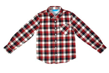 Checked colored shirt for boy isolated with clipping pathの写真素材