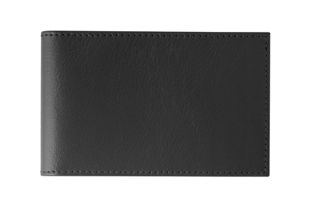 Black business card isolated with clipping path over white backgroundの写真素材