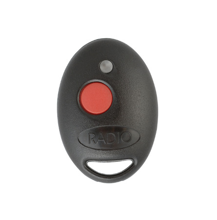 Black plastic remote control isolated with clipping path over white backgroundの写真素材