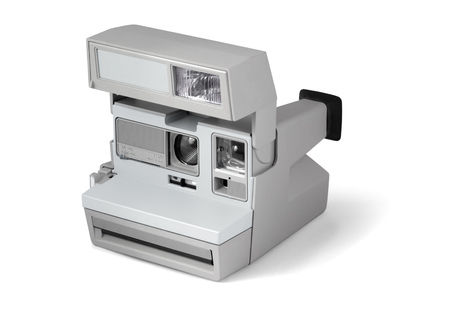 Old retro camera isolated woth clipping path over white backgroundの写真素材