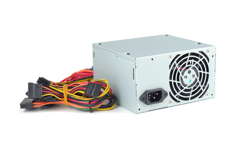 Power supply of PC isolated with clipping path on white backgroundの写真素材