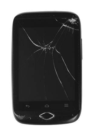 Worn cracked smartphone isolated.の写真素材