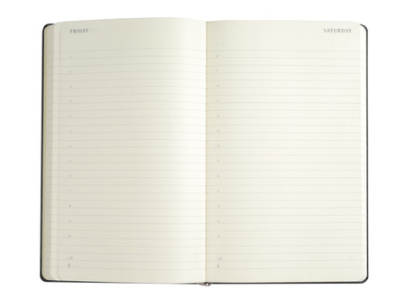 Simple notepad with clipping path isolated on white backgroundの写真素材