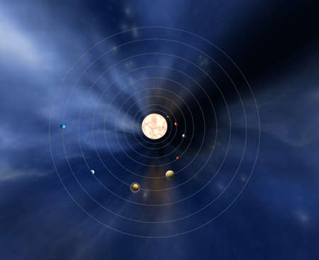 Diagram of our solar system with planetsの写真素材