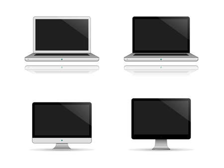 Laptop and Desktop PC with black and white Screensのイラスト素材