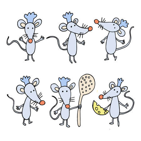 Mouse Chef with Hat. Illustration Vector of a Mouse Cookerのイラスト素材