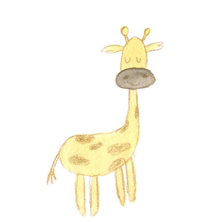 Giraffe Animal Watercolor Illustrationの写真素材
