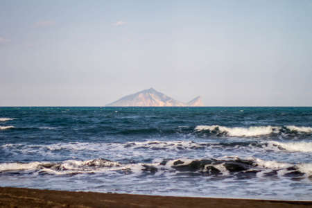 Looking at Guishan Island from the beach, taken in Yilan.の写真素材