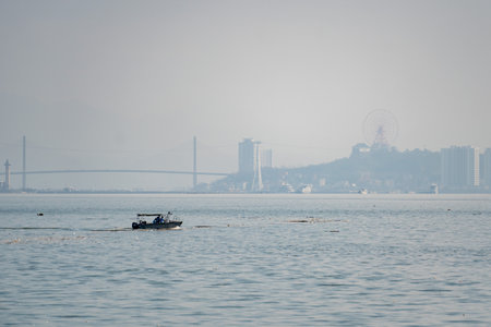 Boat in Halong bay, Vietnam. Halong Bay is a famous tourist destination in Vietnam.