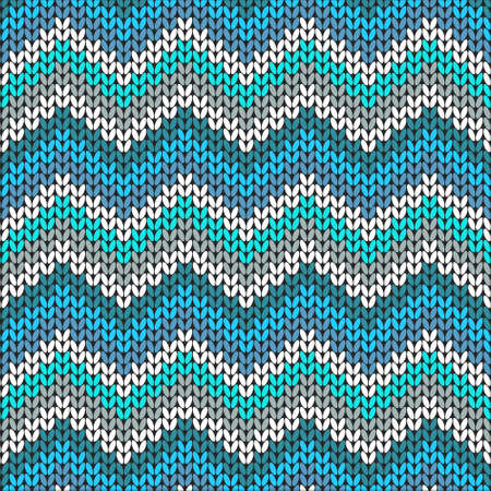 Knitted geometric pattern in blue, white and greyのイラスト素材