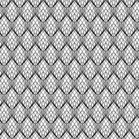 Abstract Black Line Lace Pattern on white, vectorのイラスト素材