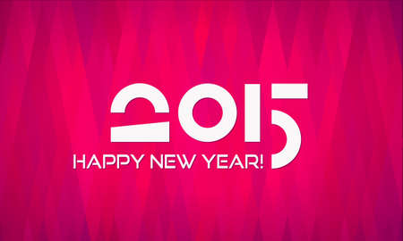 Abstract Flat Happy New Year 2015 Banner with Geometric Background in Shades of Red and Lilacのイラスト素材