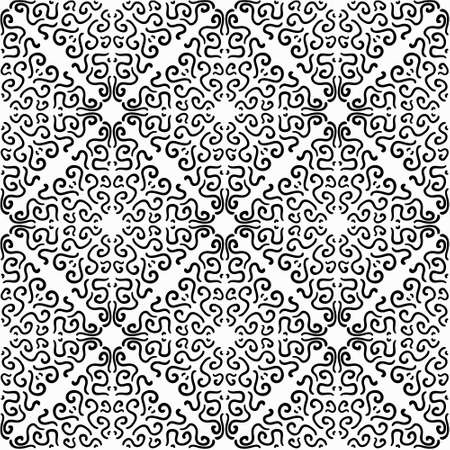 Black curly graphic pattern on white backgroundのイラスト素材