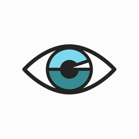 Blue Eye Icon with Black Lining, isolatedのイラスト素材