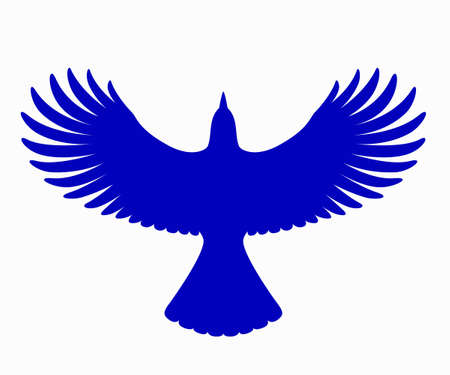 Blue Jay Silhouette on white background, vectorのイラスト素材