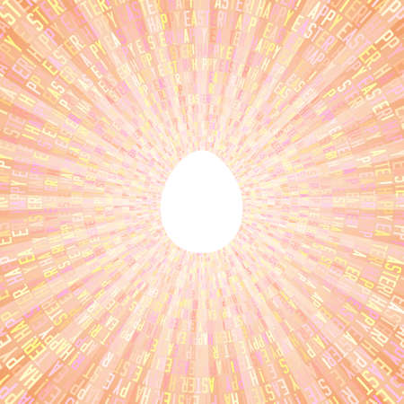 Happy Easter Greeting Card With Text in Circles from Colorful Letters plus White Egg on Light Background. Layeredのイラスト素材
