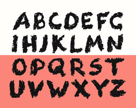 Grunge Alphabet from jagged isolated letters on abstract background. Hand drawn, layered and easily edited.のイラスト素材