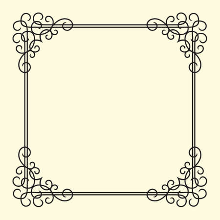Vector Twirl Vintage Frame in flourish line style, black on light background, isolated and easy to editのイラスト素材