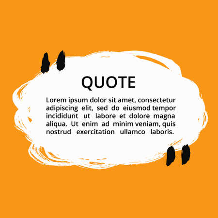 Vector quote blank template. Round quote bubble. Empty template. Grunge brush strokes, painted commas and lines. Textured frame. Business card template, paper sheet, information, text. Quote form.のイラスト素材