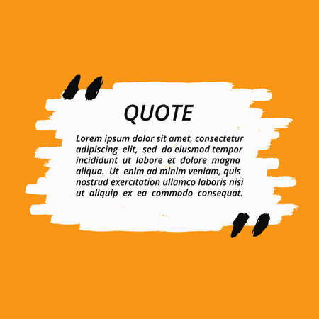 Vector quote blank template. Artistic quote bubble. Empty template. Grunge brush strokes, painted commas and lines. Textured frame. Business card template, paper sheet, information, text. Quote form.のイラスト素材