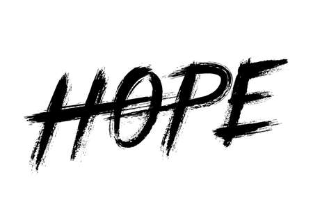 Word Hope. Grunge Brush Strokes lettering. Distress texture design element for t-shirt, hoodie, greeting card print. Painted vector letters.のイラスト素材