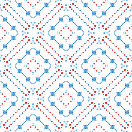 Flower Pattern Blue Boho Ethnicのイラスト素材