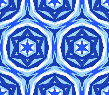 Kaleidoscopic Seamless Pattern Blue Starのイラスト素材