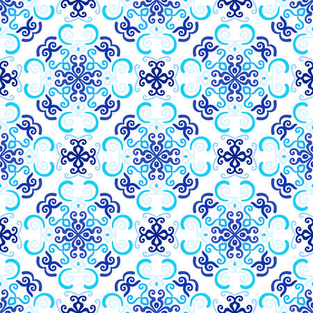 Blue Background Stylized Floral Patternのイラスト素材