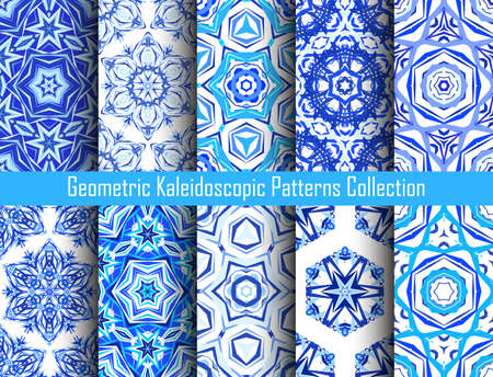 Kaleidoscopic Patterns Blue Backgroundsのイラスト素材