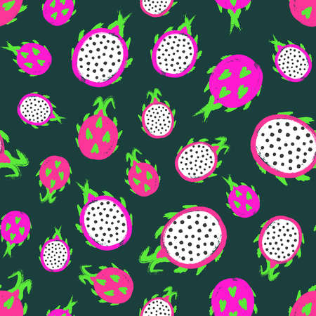 Dragon Fruit Background Painted Patternのイラスト素材