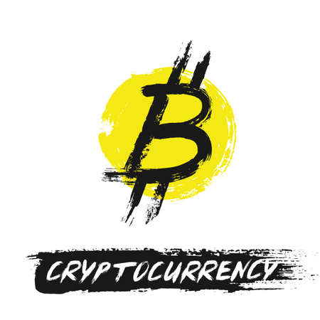 Bitcoin Icon from Grunge Brush Strokesのイラスト素材