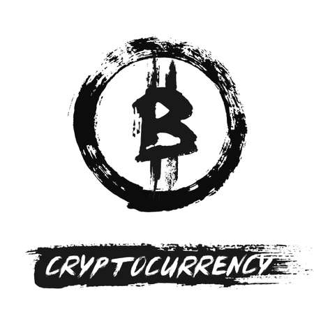Bitcoin Icon from Grunge Brush Strokesのイラスト素材