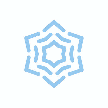 Vector Snowflake Blue on White Isolatedのイラスト素材