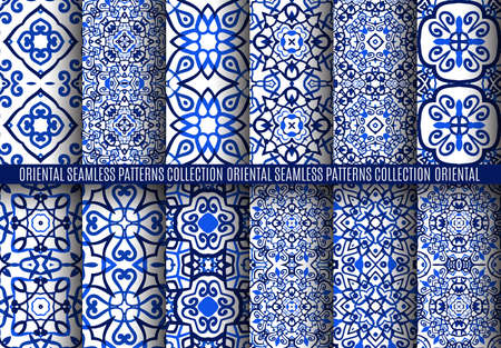 Blue Arabesque Patternsのイラスト素材
